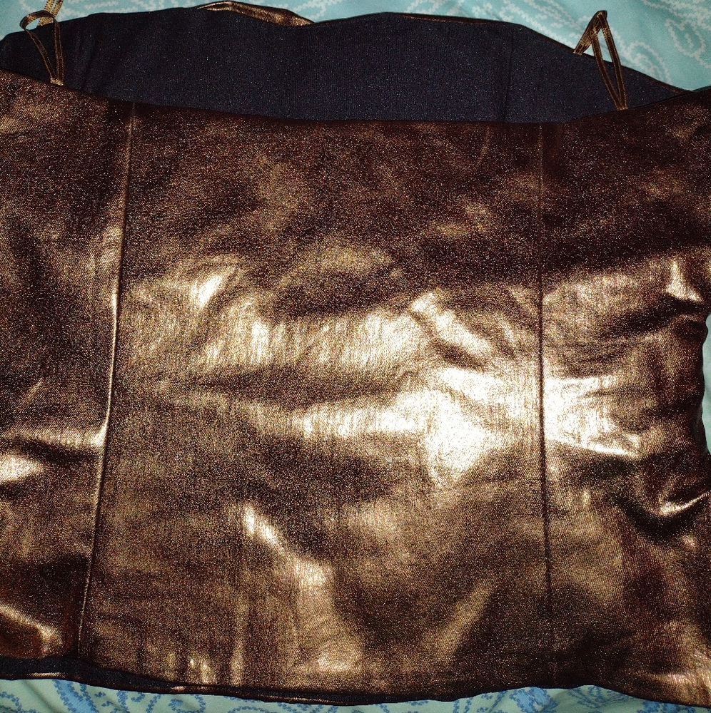 Zara Metallic Copper Strapless Top
